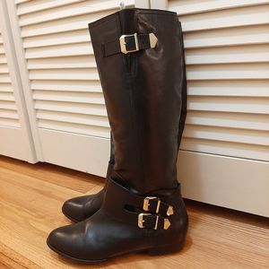 Black Leather Aldo Below the Knee Boots